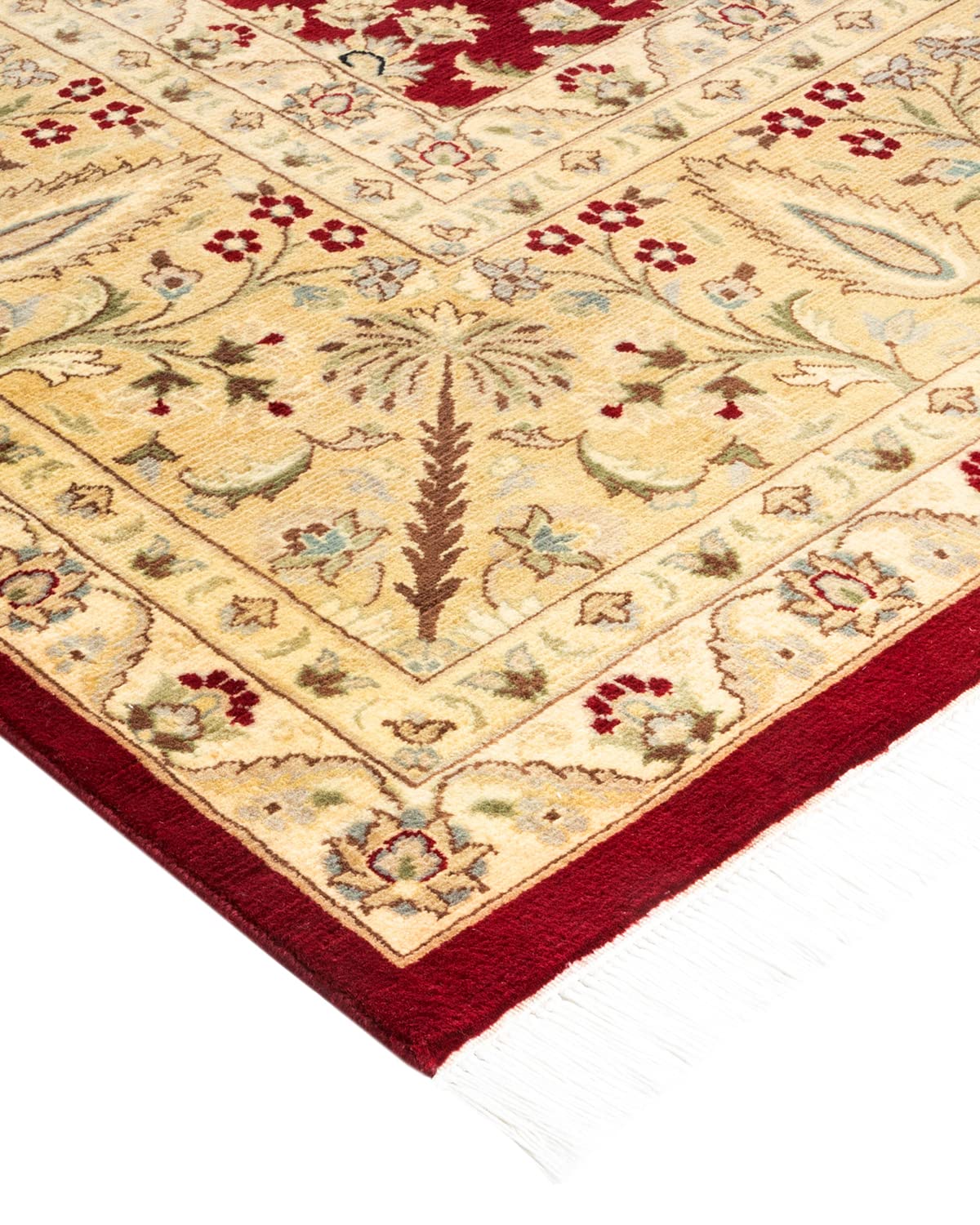 Handmade Traditional Oriental Mogul Red Wool Area Rug 8x10 - One of a Kind Hand Knotted Solo Rugs for Living Room, Bedroom & Home Decor