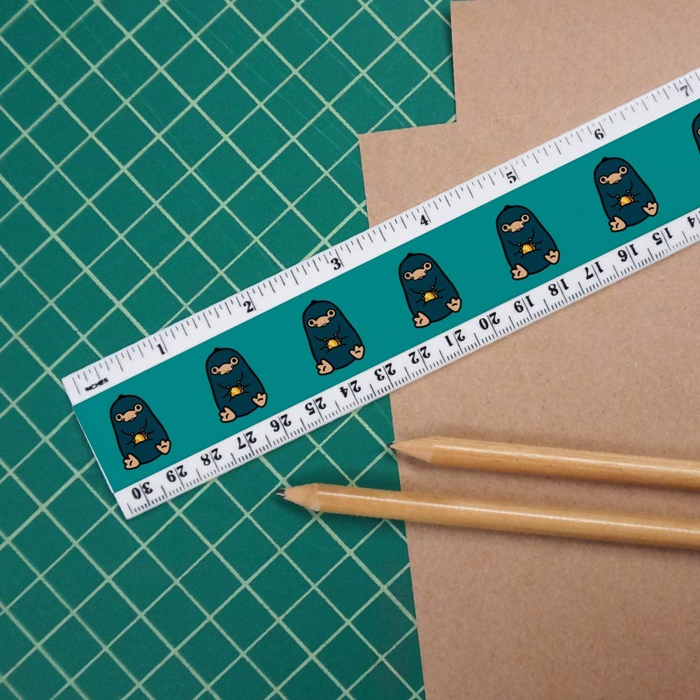 Fantastic Beasts Nifler Cute Chibi Character 12 Inch Plastic Ruler - Dual Standard (Inches & Centimeters) for School, Office, and Harry Potter Fan Collectibles
