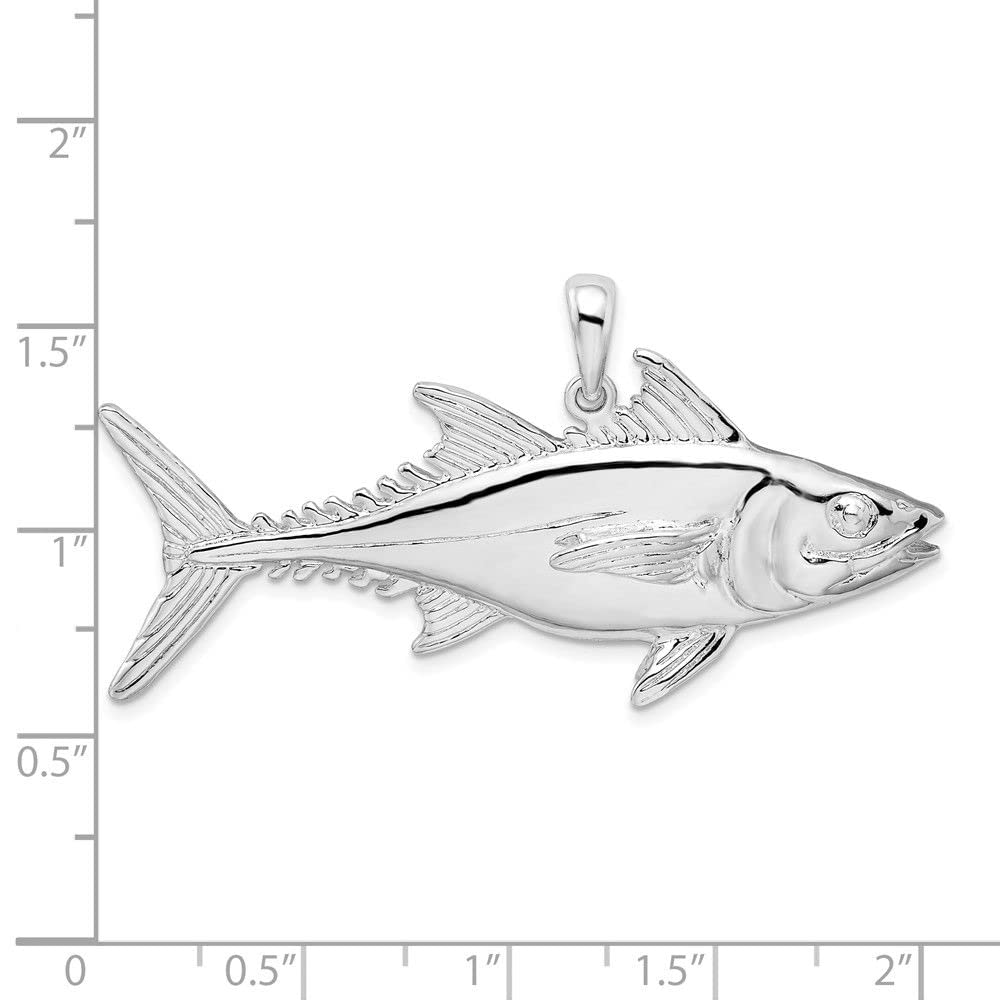 925 Sterling Silver Polished Skipjack Tuna Fish Pendant Necklace - Elegant Handmade Jewelry for Women & Men - Perfect for Beach Parties, Fishing Trips & Ocean Lover Gifts