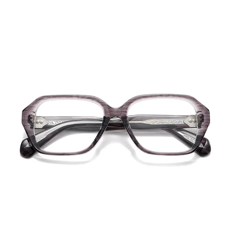 Aror Unisex Full Rim Flat Top Square Thick Acetate Eyeglasses 842313 - Stylish & Durable Eyewear for Men & Women - Perfect for Work, Reading & Fashion Accessories