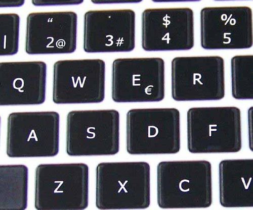Apple Spanish Keyboard Stickers - Non-Transparent Black/White Background Labels for MacBook, Windows Laptop & Desktop Computers | Perfect for Bilingual Typing & Language Learning