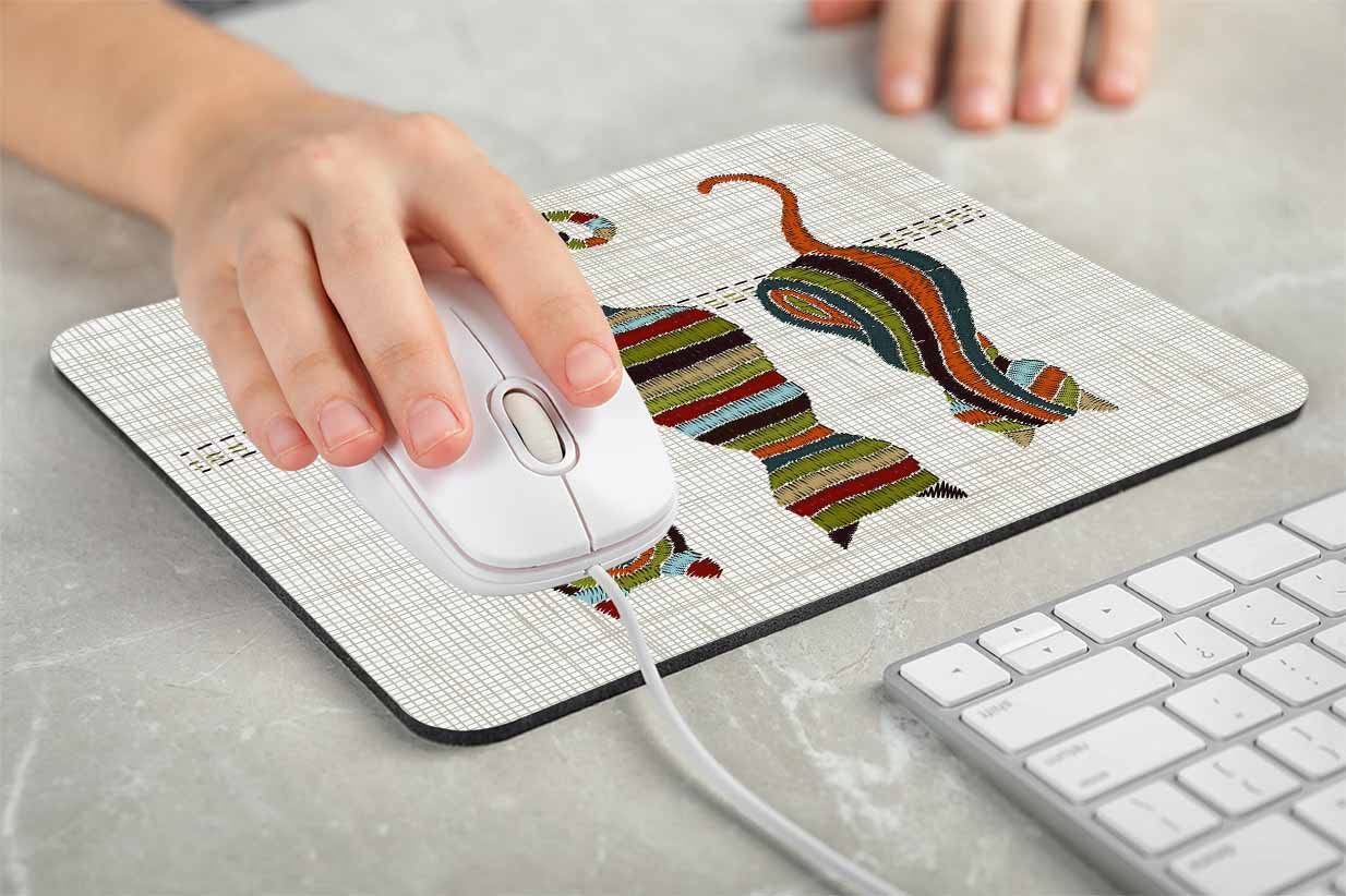 Adorable Knitted Cat Mouse Pad - Non-Slip Rubber Base Gaming & Office Desk Mat (7.9