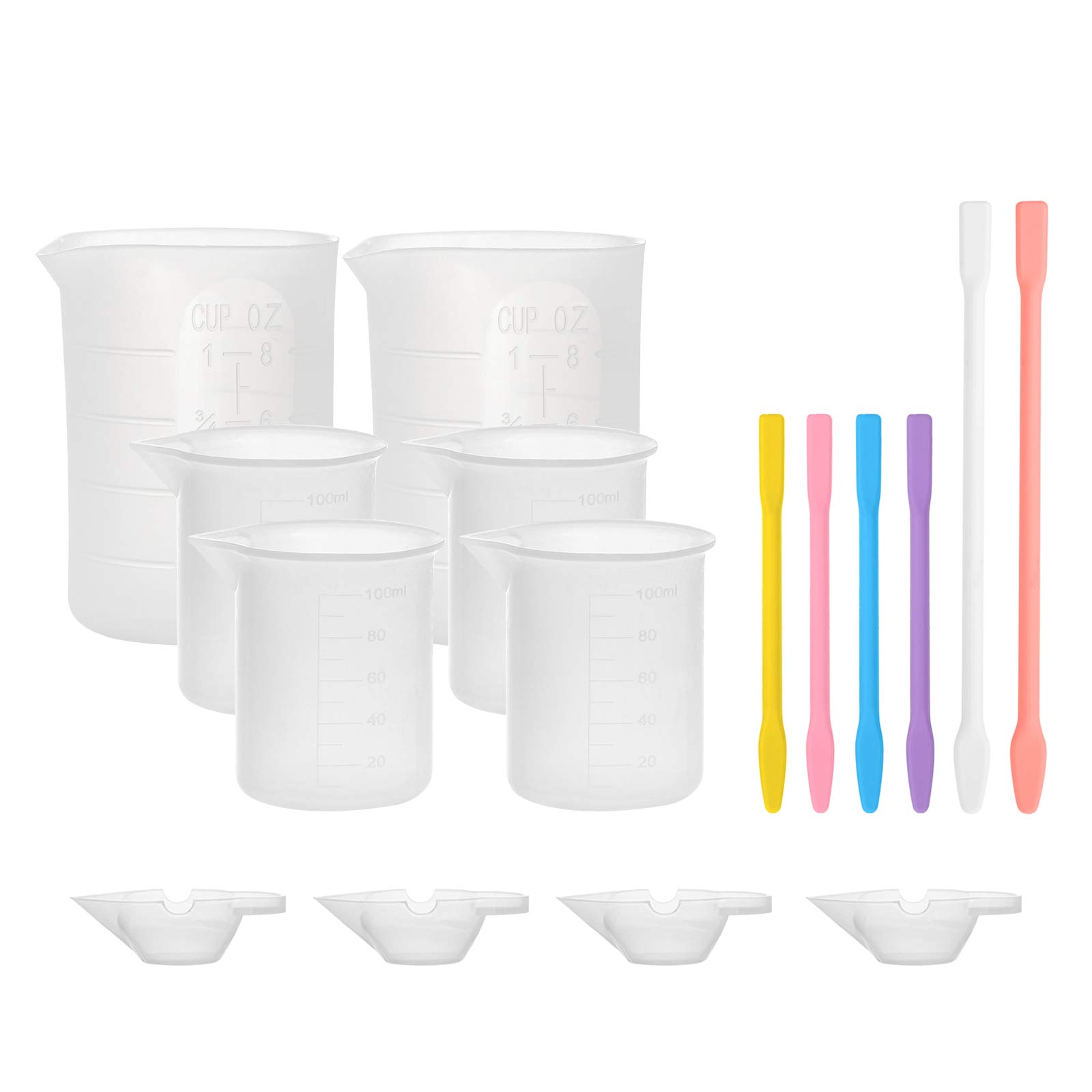Gartful 16PCS Silicone Measuring Cups Set - Resin Casting & DIY Tool Kit with 2PCS 250ml Large Pouring Cups, 4PCS 100ml Reusable Measuring Cups, 4PCS Mixing Cups & Stir Sticks - Perfect for Epoxy Resin, Jewelry Making, Soap Crafting & DIY Projects