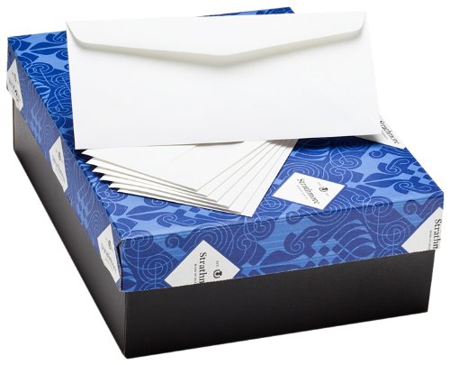 Premium Strathmore 25% Cotton Writing Envelopes - 4-1/8 x 9-1/2 Inch, 24 lb Weight, Bright White (500/Box) - Ideal for Business Correspondence, Wedding Invitations & Office Mailings