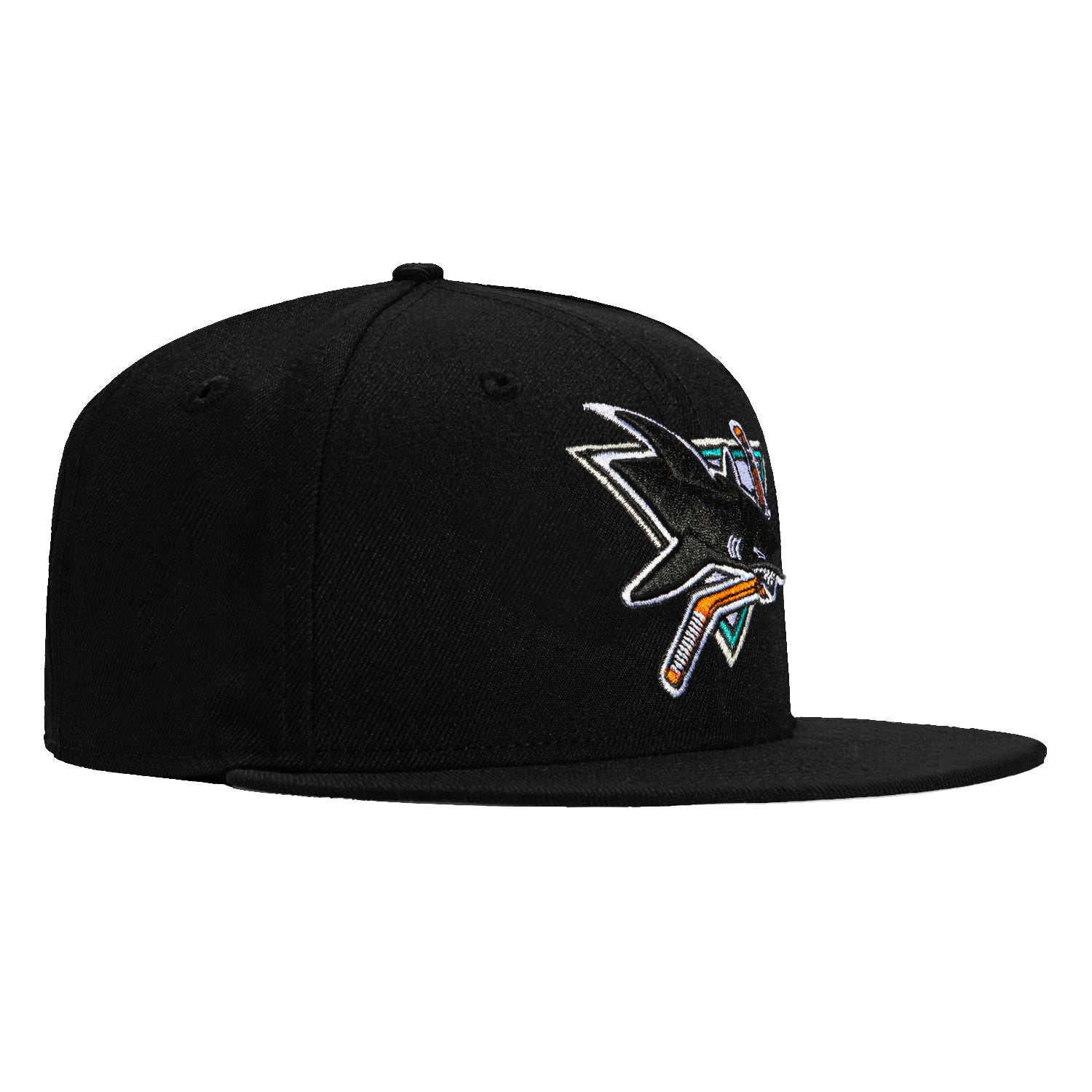 New Era 59Fifty San Jose Sharks Snapback Hat - Black NHL Hockey Cap for Men & Women - Perfect for Games, Fan Gear & Streetwear Fashion