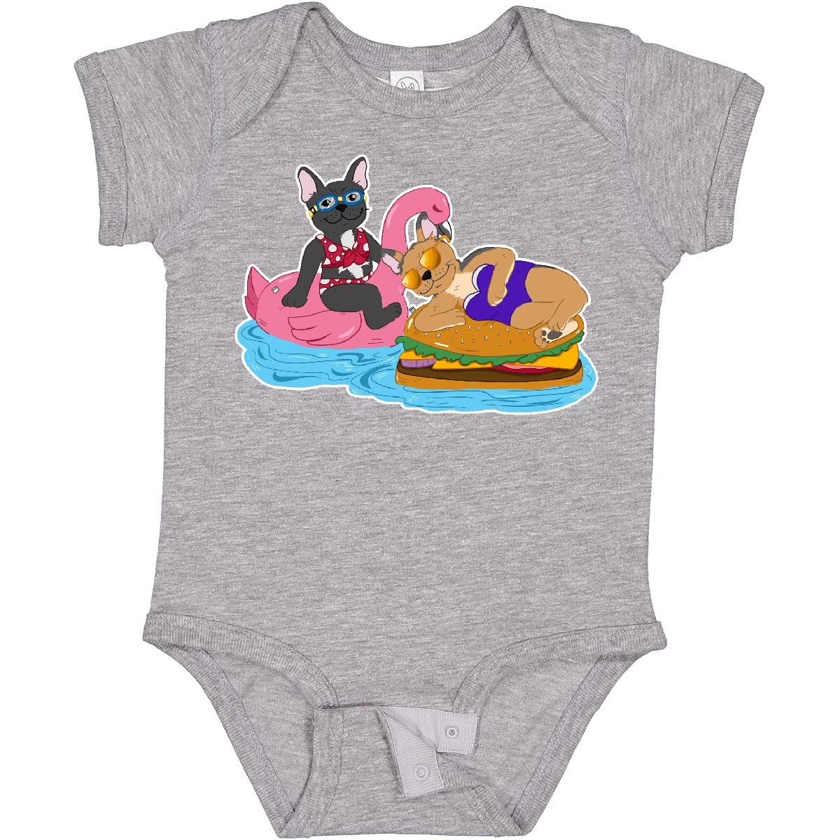Cute French Bulldogs Baby Bodysuit for Swimming | Inktastic Pool Floaties for Infants & Toddlers | Perfect for Beach, Pool Parties & Summer Vacations