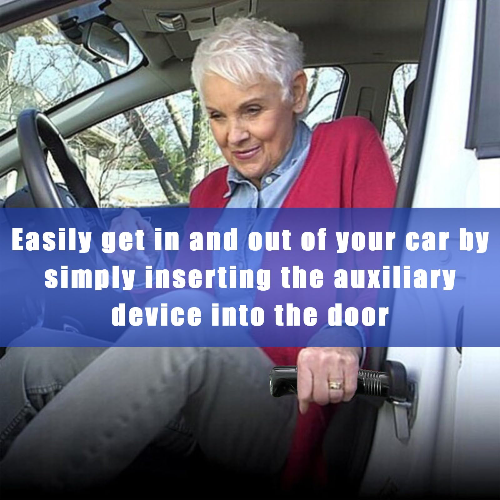 Augeny Universal Car Door Assist Handle for Seniors & Handicapped - Portable Vehicle Support Bar for Easy Entry & Exit - Durable Automotive Mobility Aid (Black) - Ideal for Elderly, Disabled & Post-Surgery Recovery