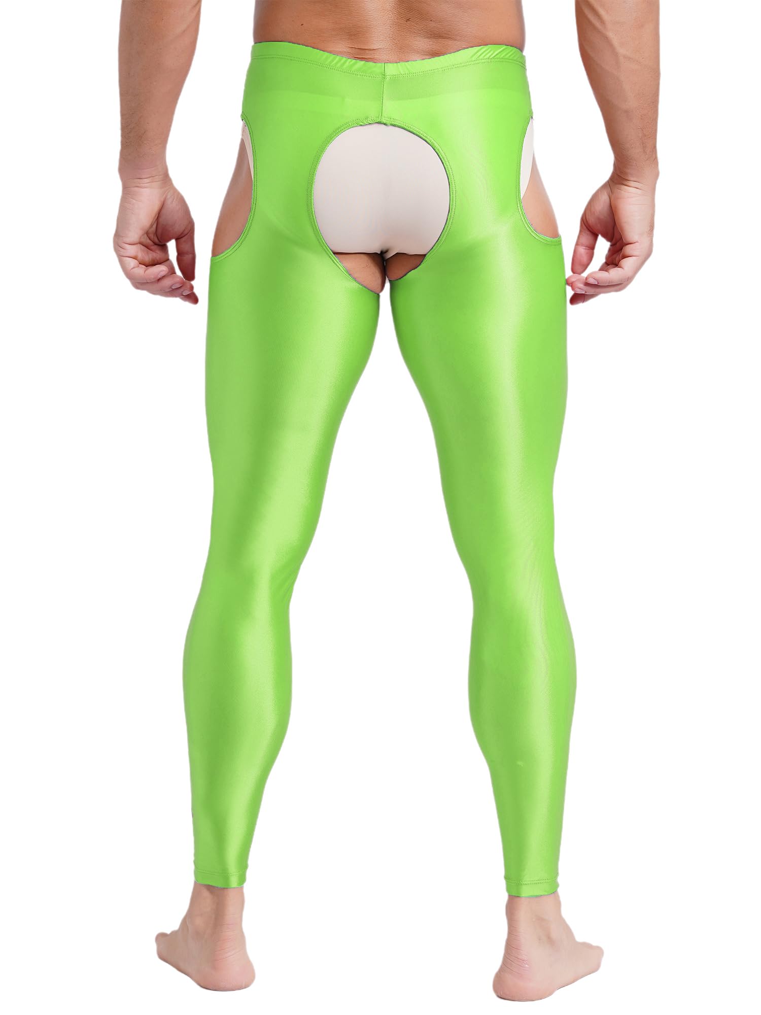Men's Sheer Seamless Cutout Tights - Compression Workout Leggings with Suspender for Yoga, Running & Gym | Breathable Stretchy Performance Pants