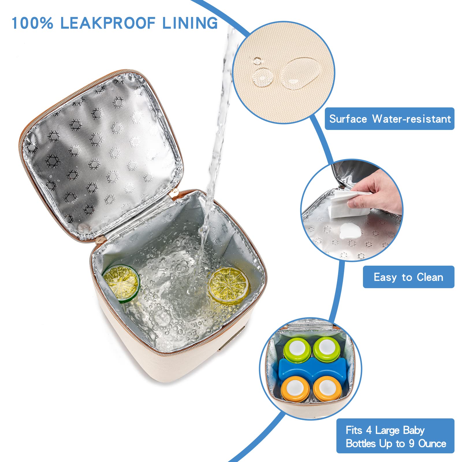 Breastmilk Cooler Bag with Ice Pack - Insulated Baby Bottle Cooler for 4 Bottles (Up to 5oz), Perfect for Nursing Moms, Daycare, and On-the-Go Feeding