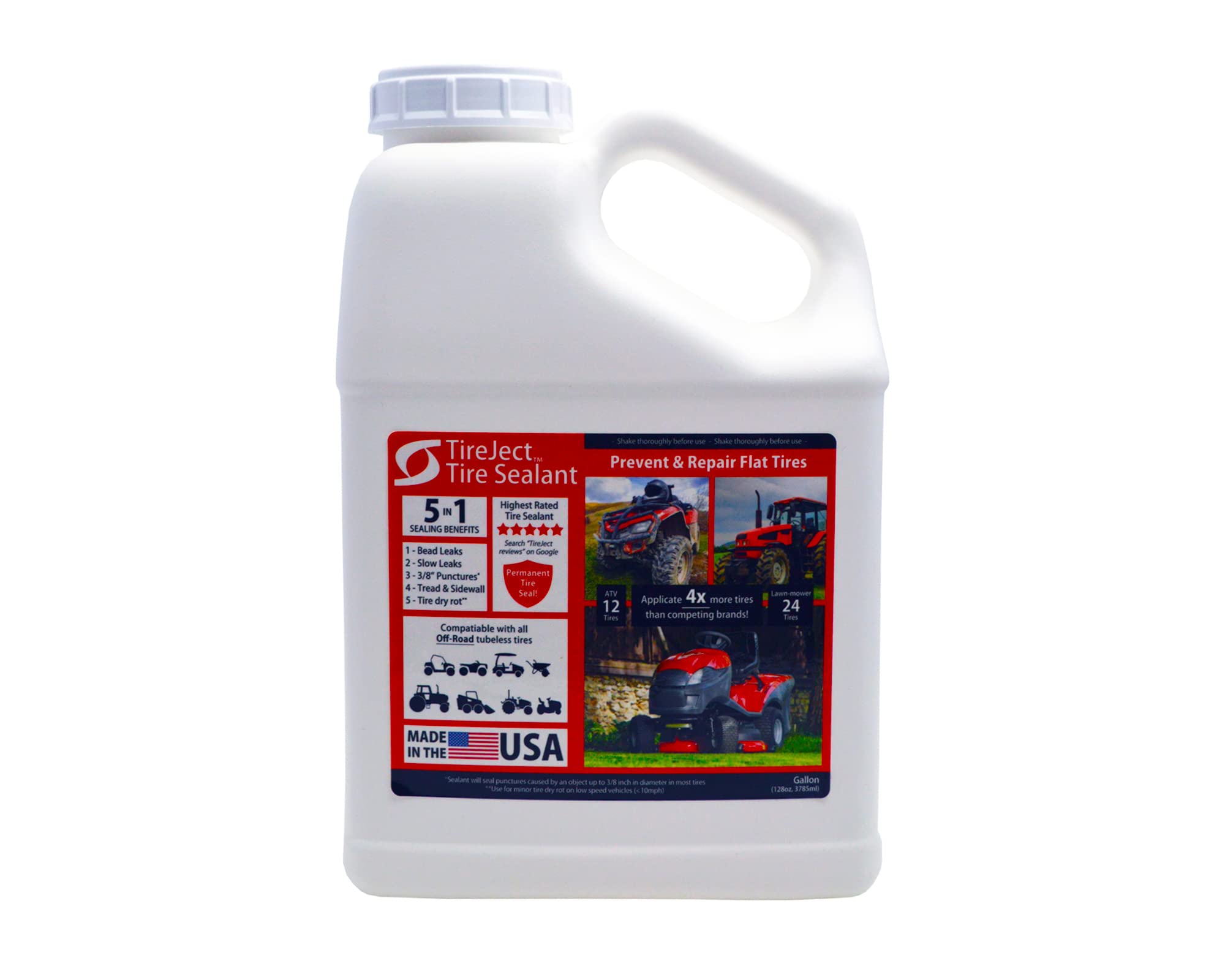 TireJect Off-Road Tire Sealant Refill - 1 Gallon (128oz) for ATV & UTV Tires | Prevents Flats & Leaks | Long-Lasting Protection | Use for Off-Roading, Trail Riding & Farm Equipment