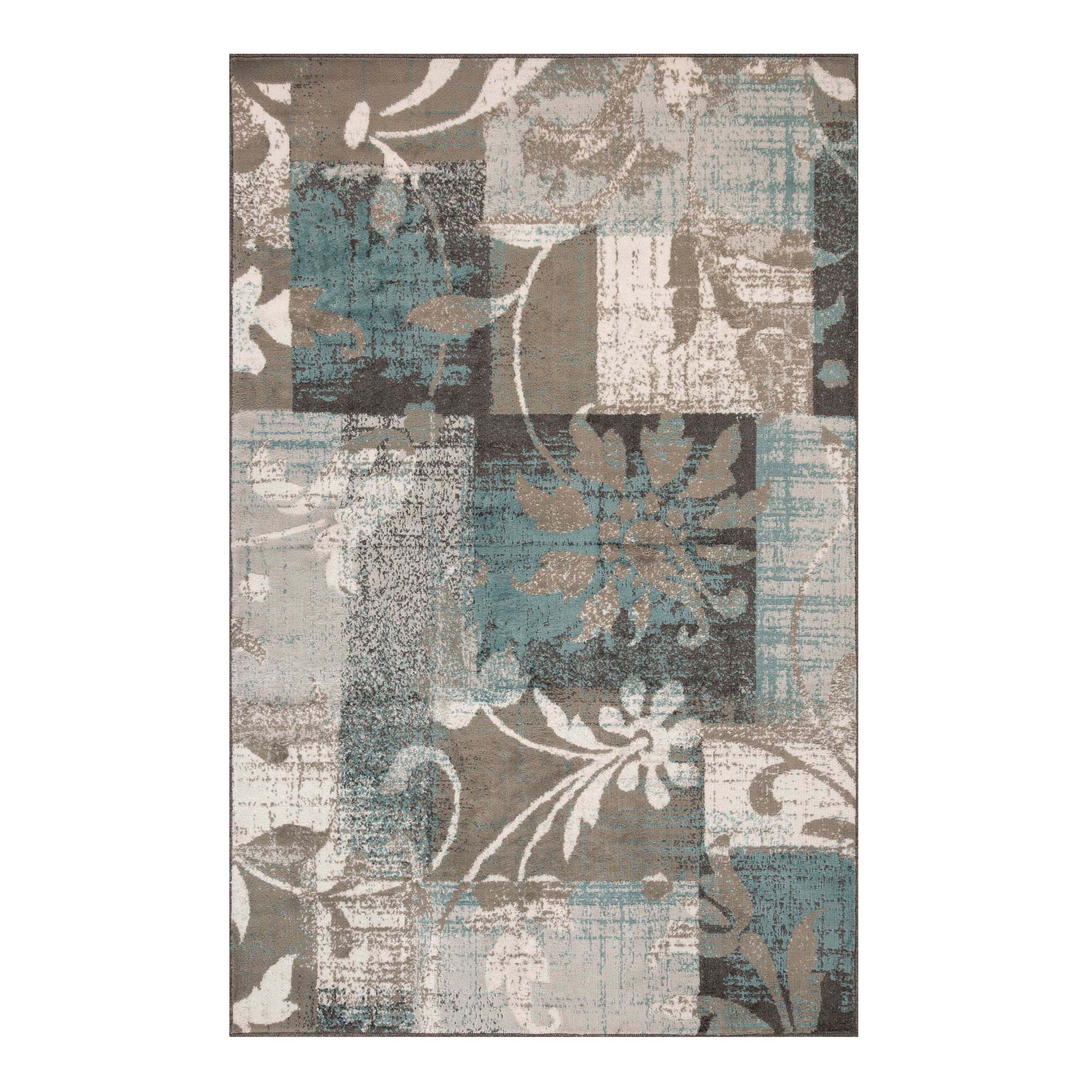 Stylish Pastiche Contemporary Floral Patchwork Area Rug - Non-Slip Indoor Runner for Living Room, Bedroom & Hallway Decor