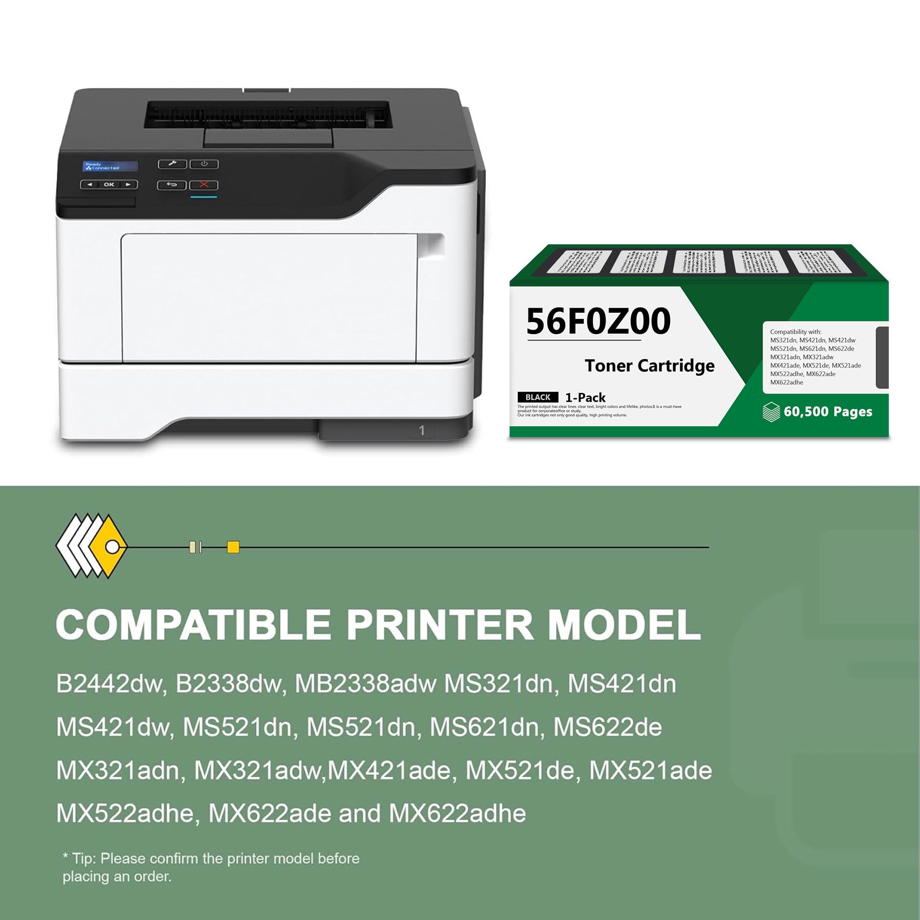 56F0Z00 Black Imaging Unit (1-Pack) - Compatible Replacement for Lexmark B2442dw B2338dw MS321dn MS421dn MS421dw MS521dn MS622de MX321adn Printers - High-Quality Toner Cartridge for Office & Home Printing