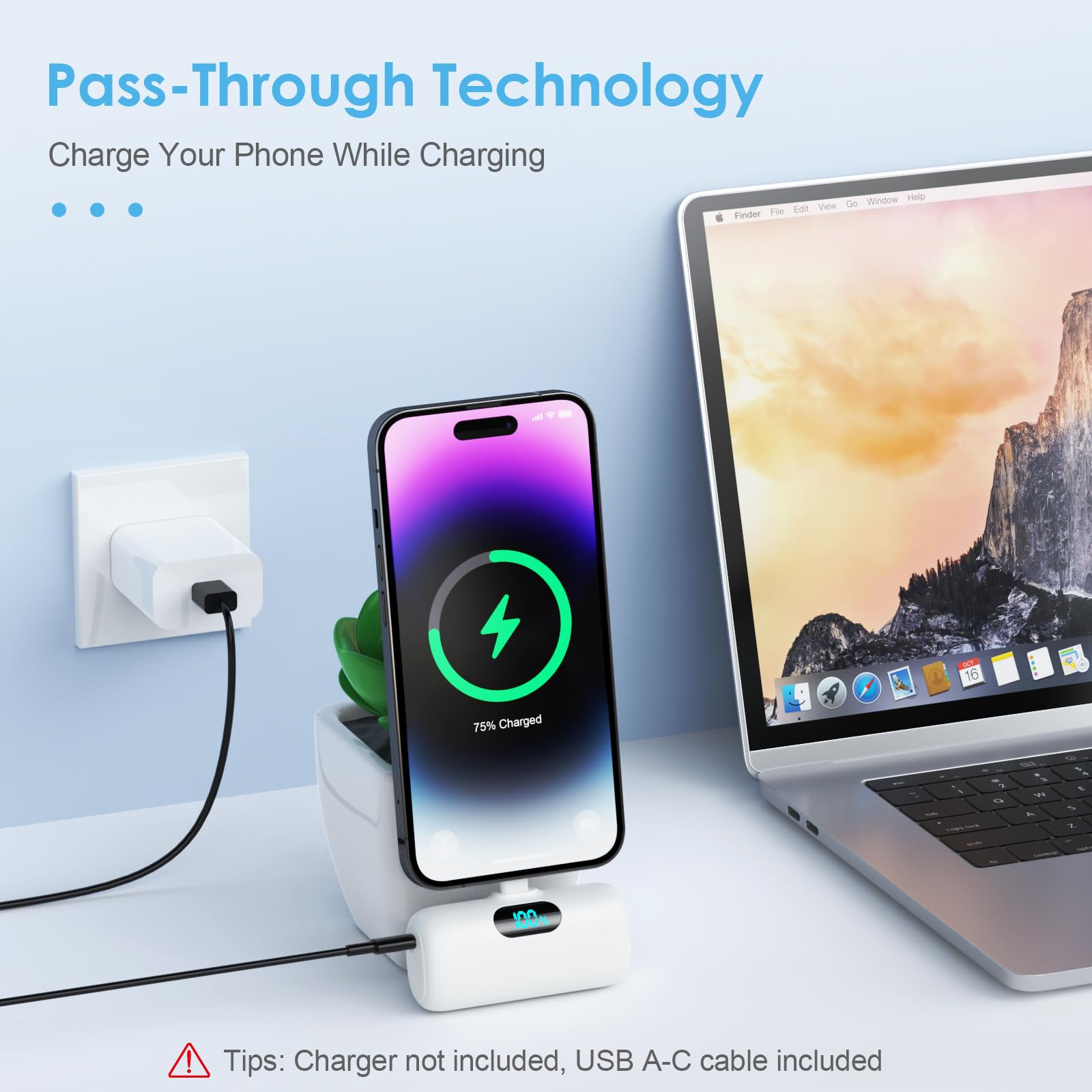 5000mAh PD Fast Charging Mini Power Bank - USB C Portable Charger with Built-in Cable | Compatible with iPhone 15/14/13 Series, Samsung Galaxy, Google Pixel & Android Phones | Perfect for Travel, Camping & Emergency Charging (White)