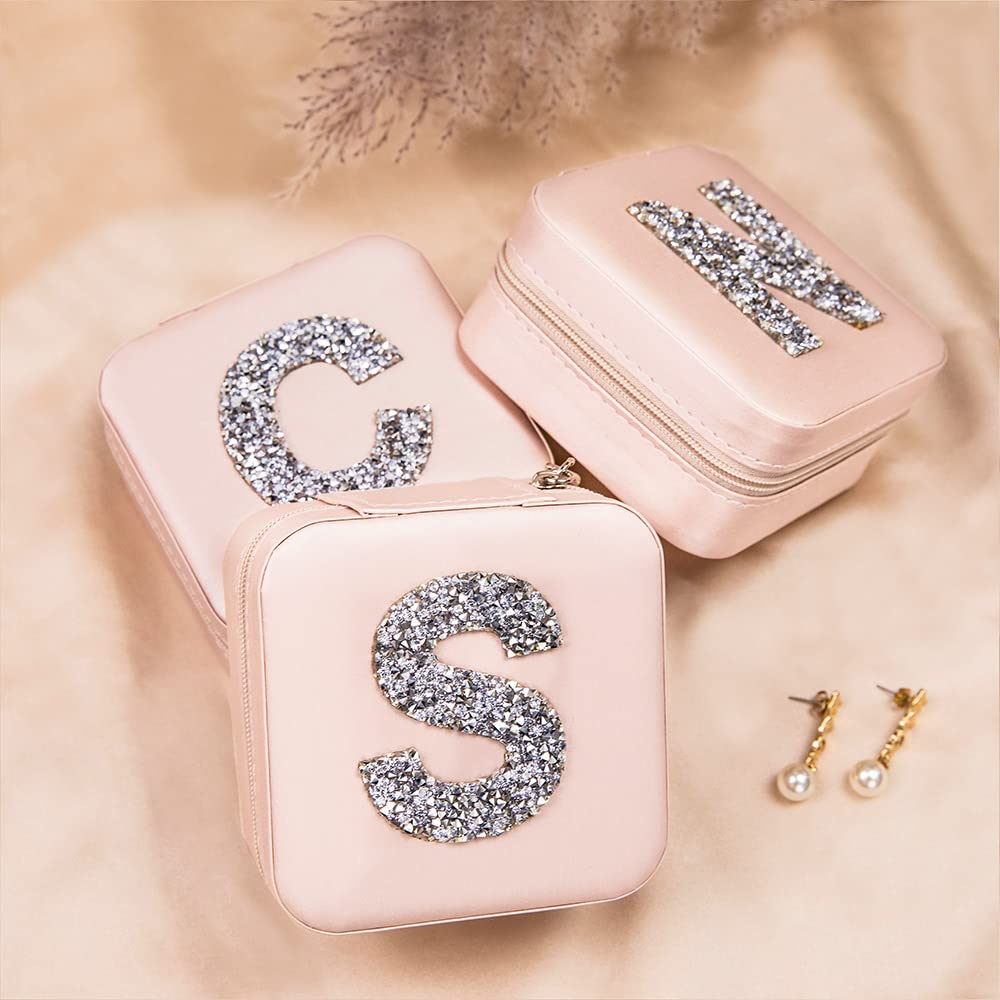 Personalized Monogram Jewelry Box for Women - Custom Initial Letter Jewelry Organizer with Multiple Layers for Earrings, Rings & Necklaces - Perfect Wedding, Engagement, Birthday Gift - Great for Travel, Home Storage & Special Occasions