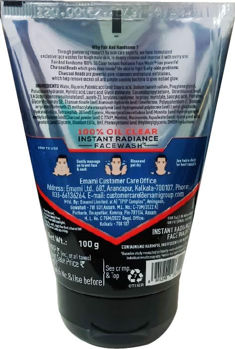 JV Fair and Handsome 100% Oil Clear Instant Radiance Face Wash (50g) - Pack of 3 | Deep Cleansing & Brightening for Men | Perfect for Daily Skincare & Travel