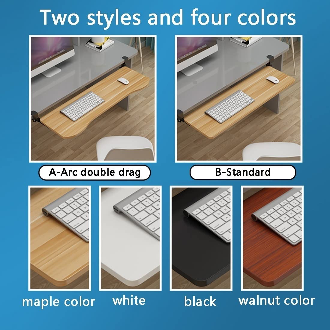 Adjustable Ergonomic Keyboard Tray - Under Desk Extender with Smooth Pull-Out, Clamp-On Design for Punch-Free Installation | Perfect for Home Office, Gaming Setup & Workspace Ergonomics