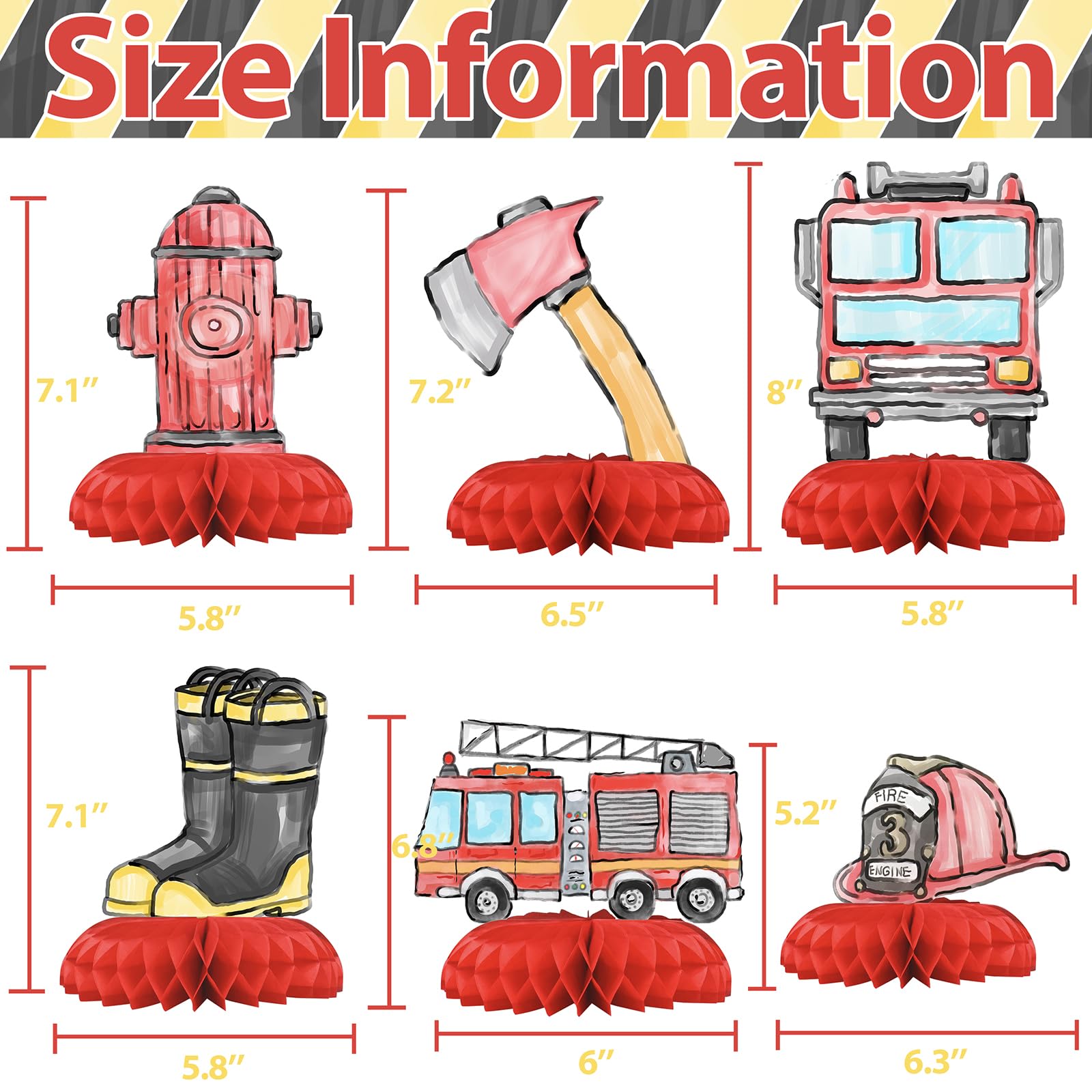 12-Piece Fire Truck Party Decorations Set - Firetruck Table Centerpieces & Party Favors for Kids Birthday - Perfect for Firefighter-Themed Parties & Events
