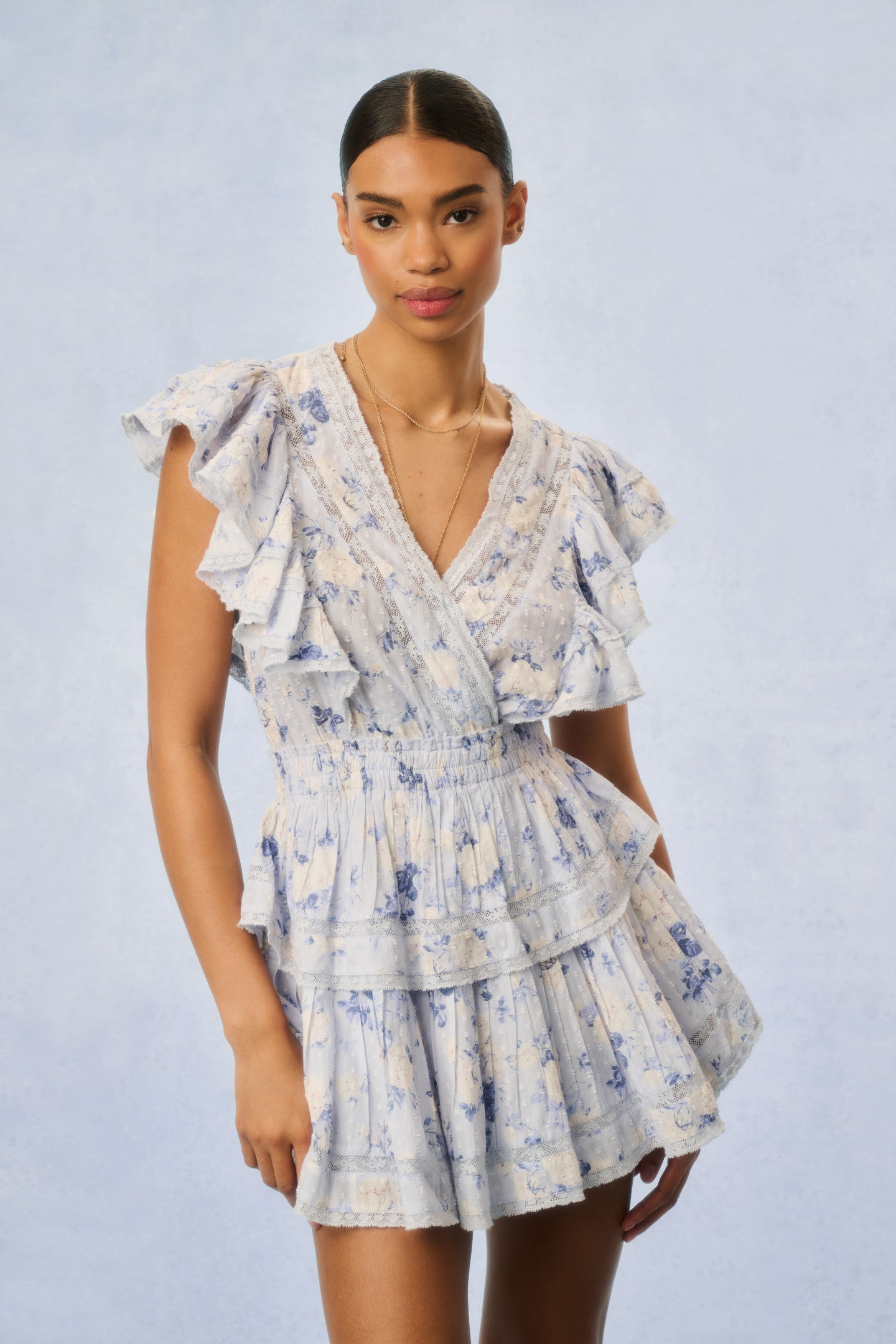 Gwen Floral Print Cotton Mini Dress - Women's Summer Casual Short Sleeve Party Outfit for Beach, Date Night & Vacation