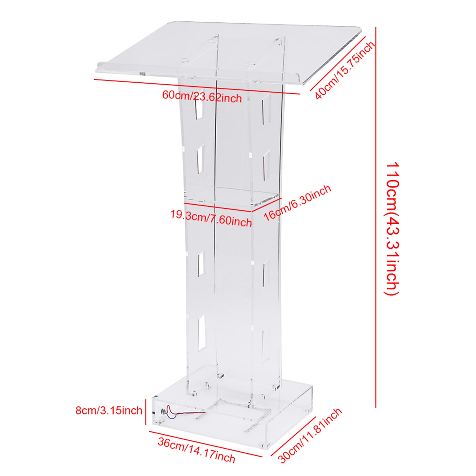 Clear Acrylic LED Podium Stand - Portable Presentation Lectern for Church, Office & Classroom - Perfect for Sermons, Speeches & Professional Events