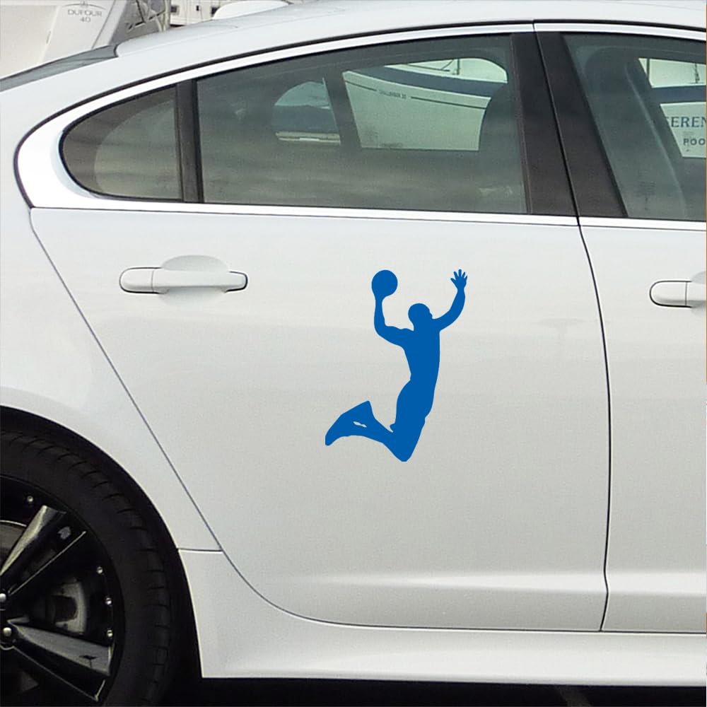 Premium Waterproof Vinyl Decal Stickers - Basketball Dunk Design (Azure Blue, Set of 2) for Laptop, Phone, Helmet, Car Window, Bumper, Mug, Cup, Door & Wall Decoration - Perfect for Sports Fans, DIY Home Decor & Personalized Gifts