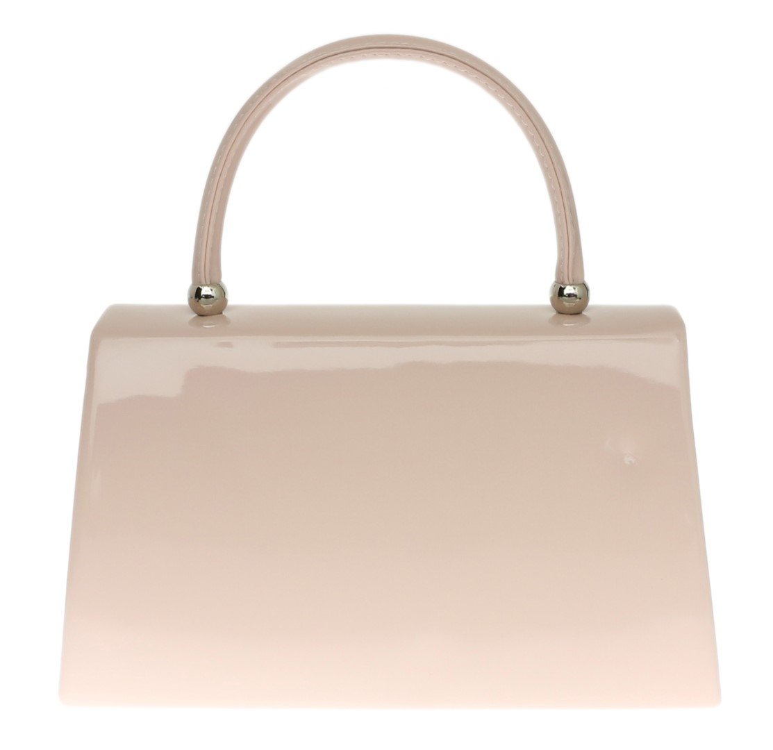 Stylish Women's Patent Leather Clutch Bag - Small Evening Purse in Pink & Nude Colors for Parties, Weddings & Formal Events