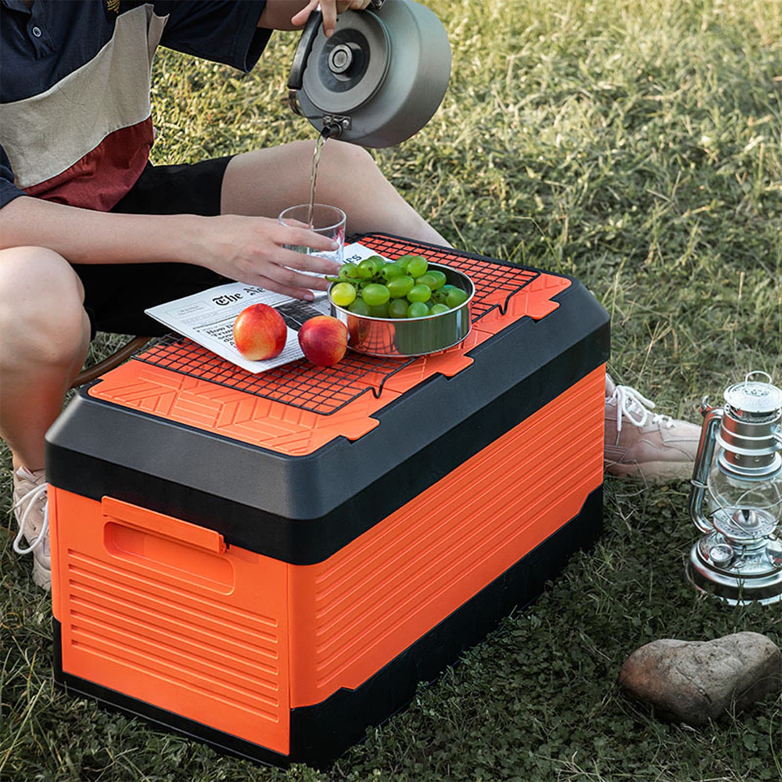 Double-Layer Snap-on Camping Storage Box - Foldable Organizer Bin for Car Trunk, Home, Garage & Outdoor Use | Portable Storage Solution for Camping, Travel & Vehicle Organization
