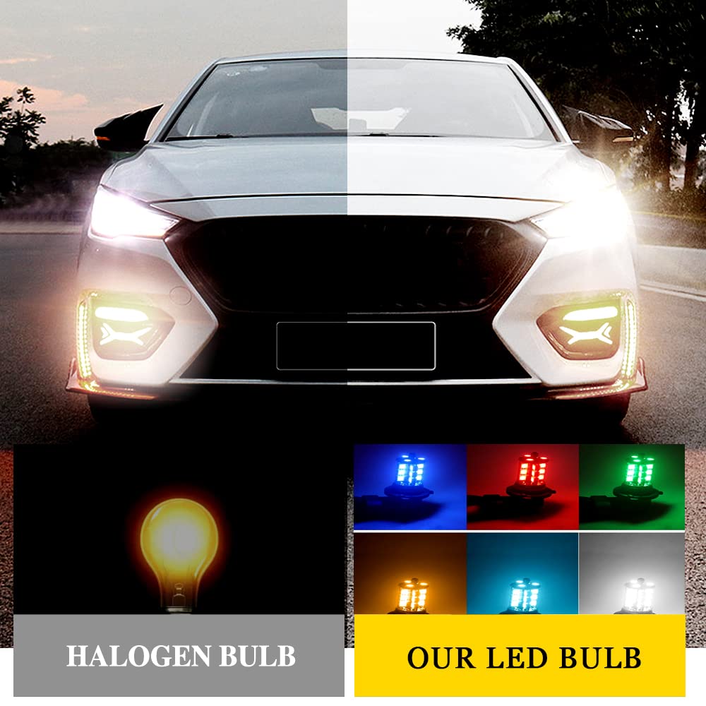 881 LED Fog Light Bulbs - High Power 12SMD 7000K 4000LM Super Bright Backup Lights, Tail Lights, Daytime Running Lights (DRL) with Remote RGB Control (2PCS) - Perfect for Trucks, SUVs, Jeeps & Off-Road Vehicles