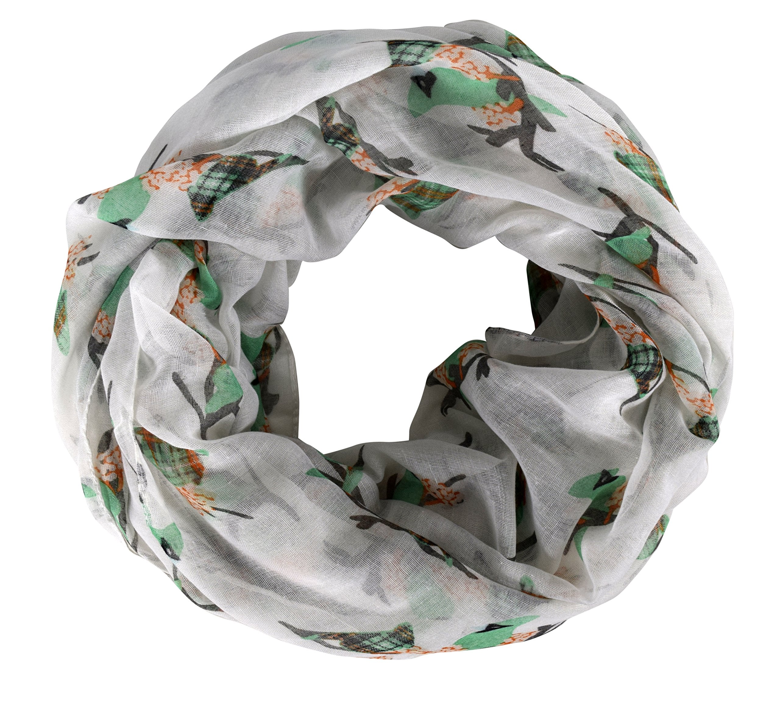 Stylish Women's Two-Tone Multicolor Plaid Bird Print Infinity Scarf - Perfect for Fall Fashion, Winter Outfits & Holiday Gifts