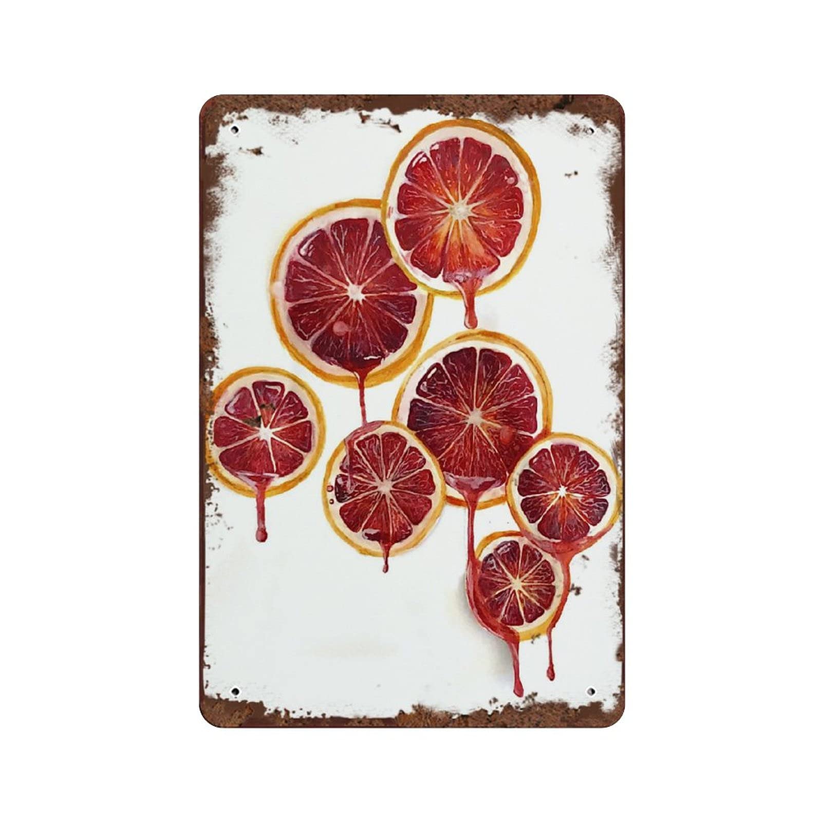 Vintage Grape Fruit Tin Sign - 8x12 Inch Retro Metal Wall Art for Kitchen, Bar, Pub & Farmhouse Decor - Perfect for Summer, Home & Restaurant Wall Decoration