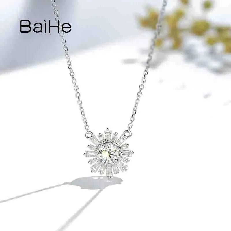18K Solid Gold Diamond/Emerald/Sapphire/Ruby Pendant Necklace for Women - Elegant Clavicle Chain in White/Yellow/Rose Gold - Perfect for Weddings, Anniversaries & Special Occasions