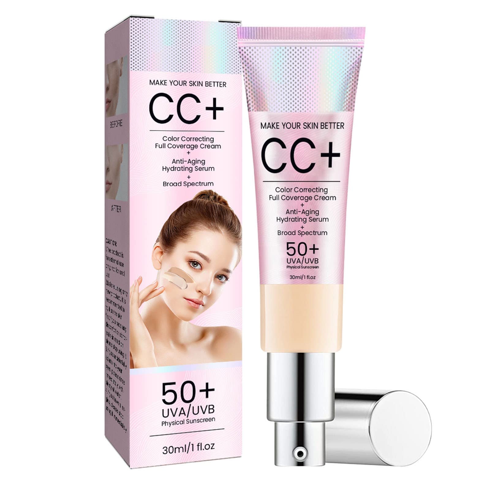 Natural Sunscreen Concealer - No Makeup Moisturizing & Whitening Full Coverage Foundation - Hydrating Facial Skin Care for Daily Sun Protection & Flawless Look (One Size)