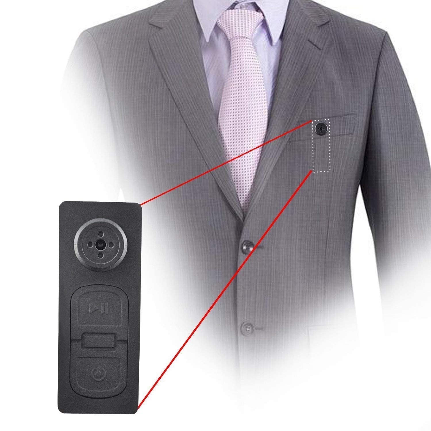 CAMLEIGH Button Camera 720p HD Wired DV Portable Video Recorder with Audio - Mini Hidden Spy DVR for Security, Surveillance & Undercover Investigations - Perfect for Covert Operations, Home Security & Evidence Collection