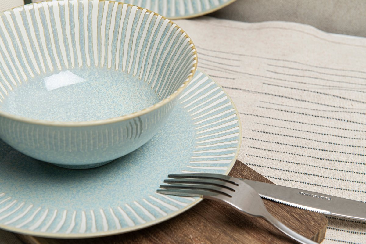 12-Piece Ceramic Dinnerware Set - Plates & Bowls, Bali Breeze Design for Stylish Dining | Perfect for Everyday Meals, Dinner Parties & Home Decor
