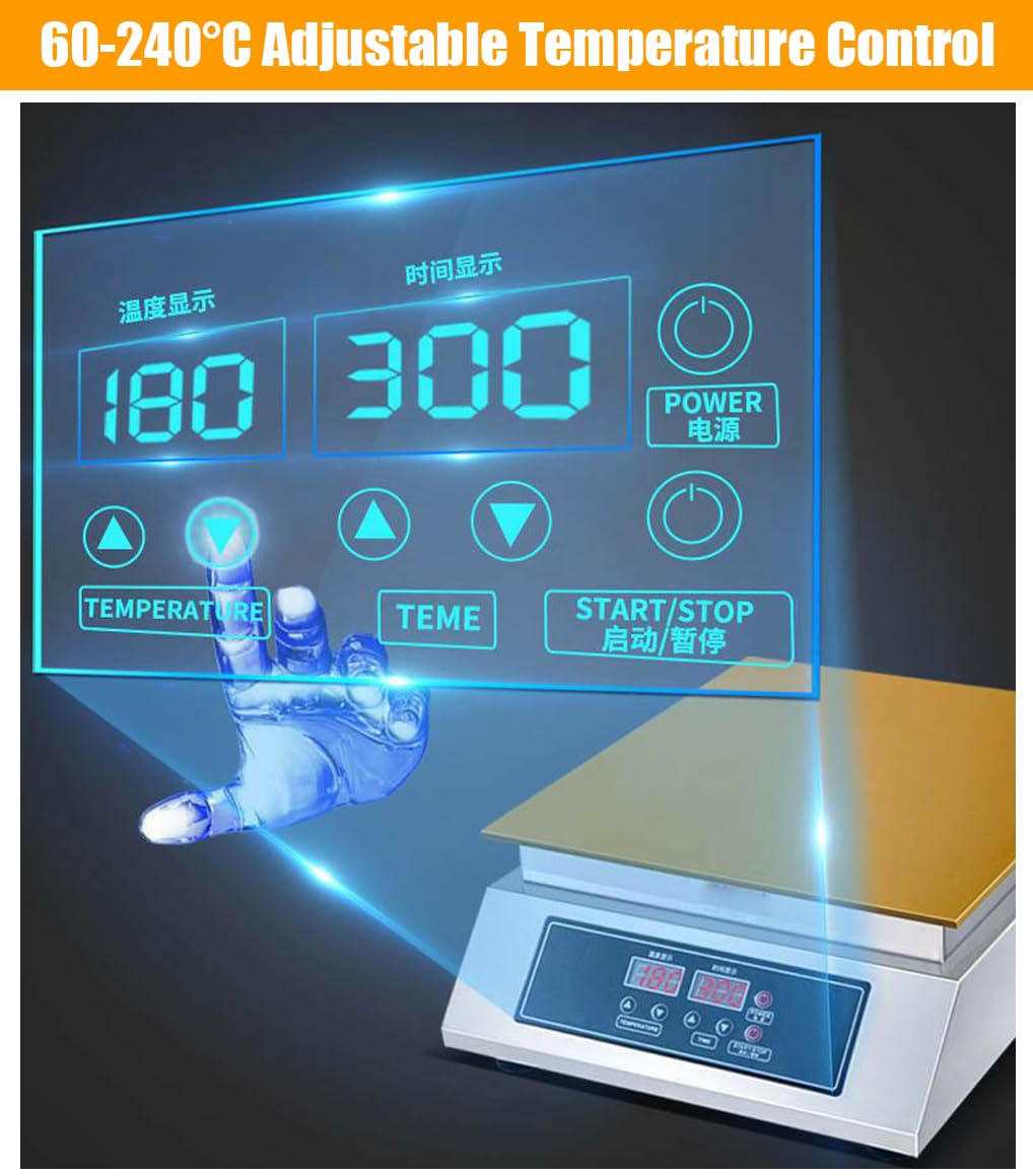 Commercial Grade Electric Souffle Maker & Dorayaki Baker - Stainless Steel with Double Pure Copper Plates, 110V, 60-240°C Digital Display - Perfect for Pancakes, Muffins & Japanese Desserts in Restaurants, Cafes & Home Kitchens