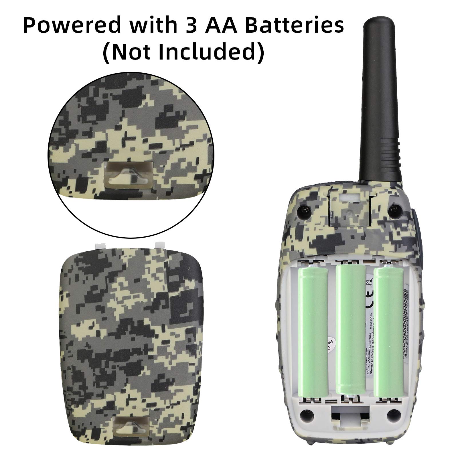 Retevis RT628 Kids Walkie Talkies - 2 Way Radios with Long Range Communication, VOX & Camo Design - Perfect for Boys & Girls Ages 6-12 - Great for Camping, Hiking, Outdoor Adventures & Army Role Play (4 Pack)