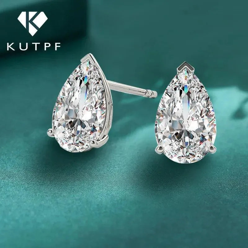 4CT Pear Moissanite Diamond Earrings - GRA Certified 100% S925 Sterling Silver Water Drop Stud Earrings for Women & Men | Fine Jewelry Gift for Anniversary, Wedding & Special Occasions