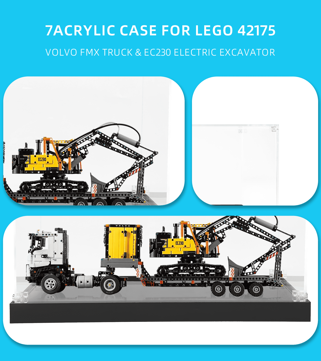 LEGO Volvo FMX Truck & EC230 Electric Excavator 42175 Display Case - Premium Acrylic Showcase for LEGO Technic Models - Perfect for Home Decoration, Office Display & Collector's Showcase
