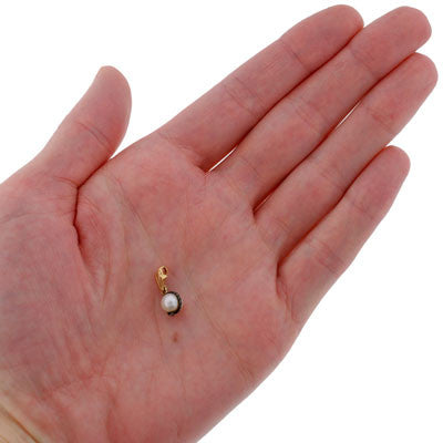 Victorian Style 14K Gold & Sterling Silver Pearl Snake Charm Pendant - Elegant Jewelry Gift for Women, Perfect for Necklace, Bracelet & Special Occasions