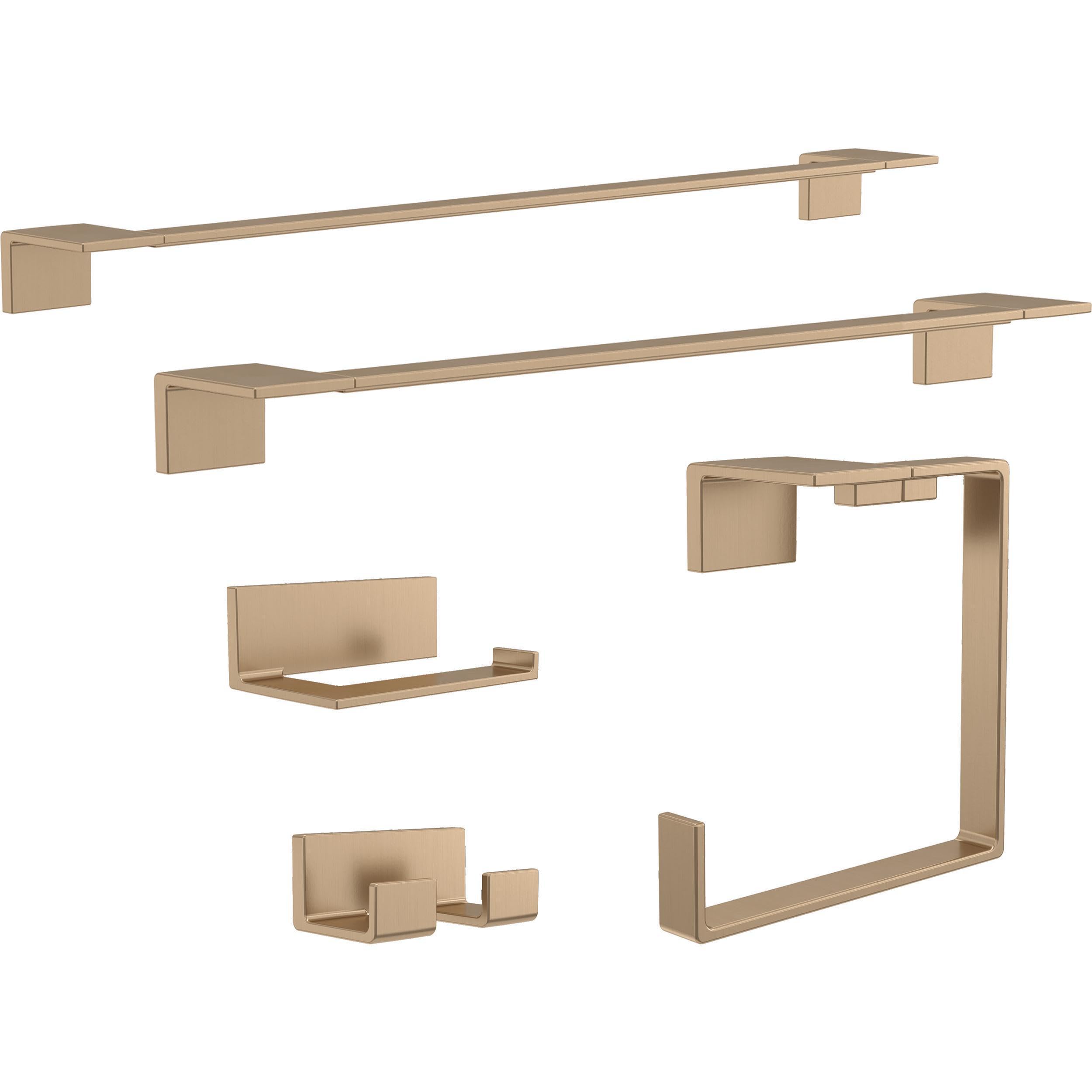 Delta Vero Toilet Paper Holder & Towel Ring Set in Champagne Bronze - Modern Bathroom Accessories (77750-CZ & 77746-CZ) - Perfect for Powder Rooms, Guest Bathrooms & Luxury Home Decor