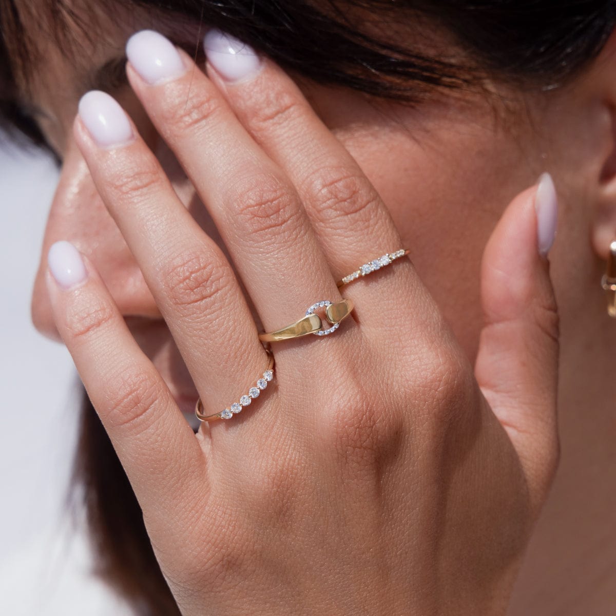 Two Tone Diamond Buckle Ring for Women - Elegant Stackable Jewelry Gift for Valentine's Day, Anniversary & Special Occasions