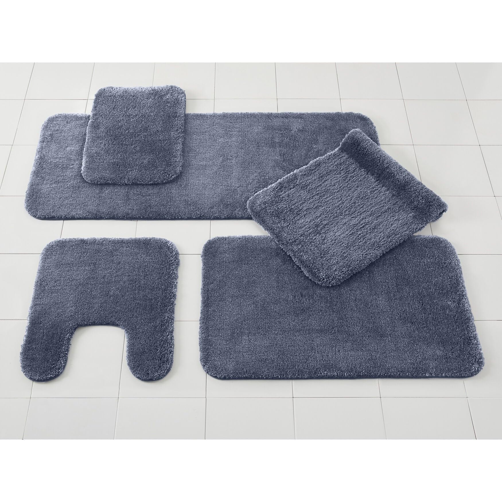 BrylaneHome Elegance Bath Rug 24x60 Inches - Soft Non-Slip Bathroom Mat, Slate Blue - Perfect for Bathroom, Shower, and Vanity Areas