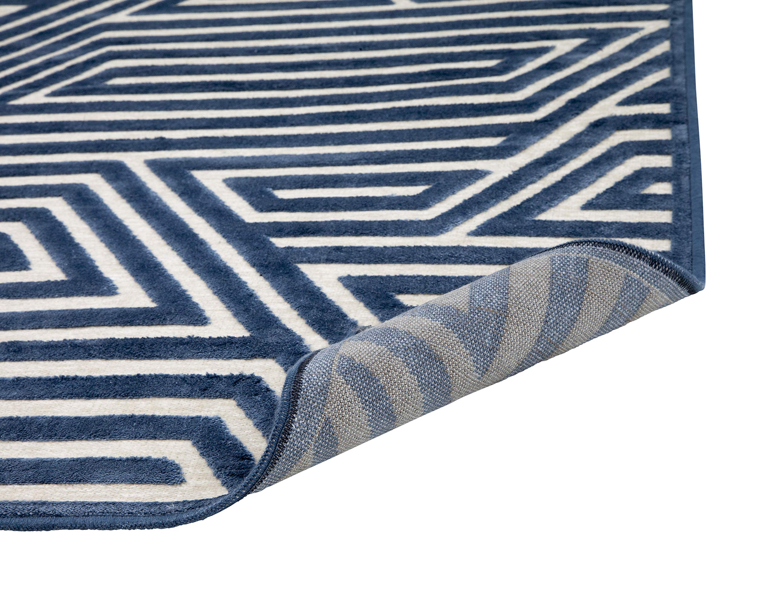 Abacasa Napa Orbit Blue Area Rug - Soft Modern Non-Slip Living Room Carpet for Bedroom, Home Decor (5'x7') - Perfect for Cozy Spaces & High Traffic Areas