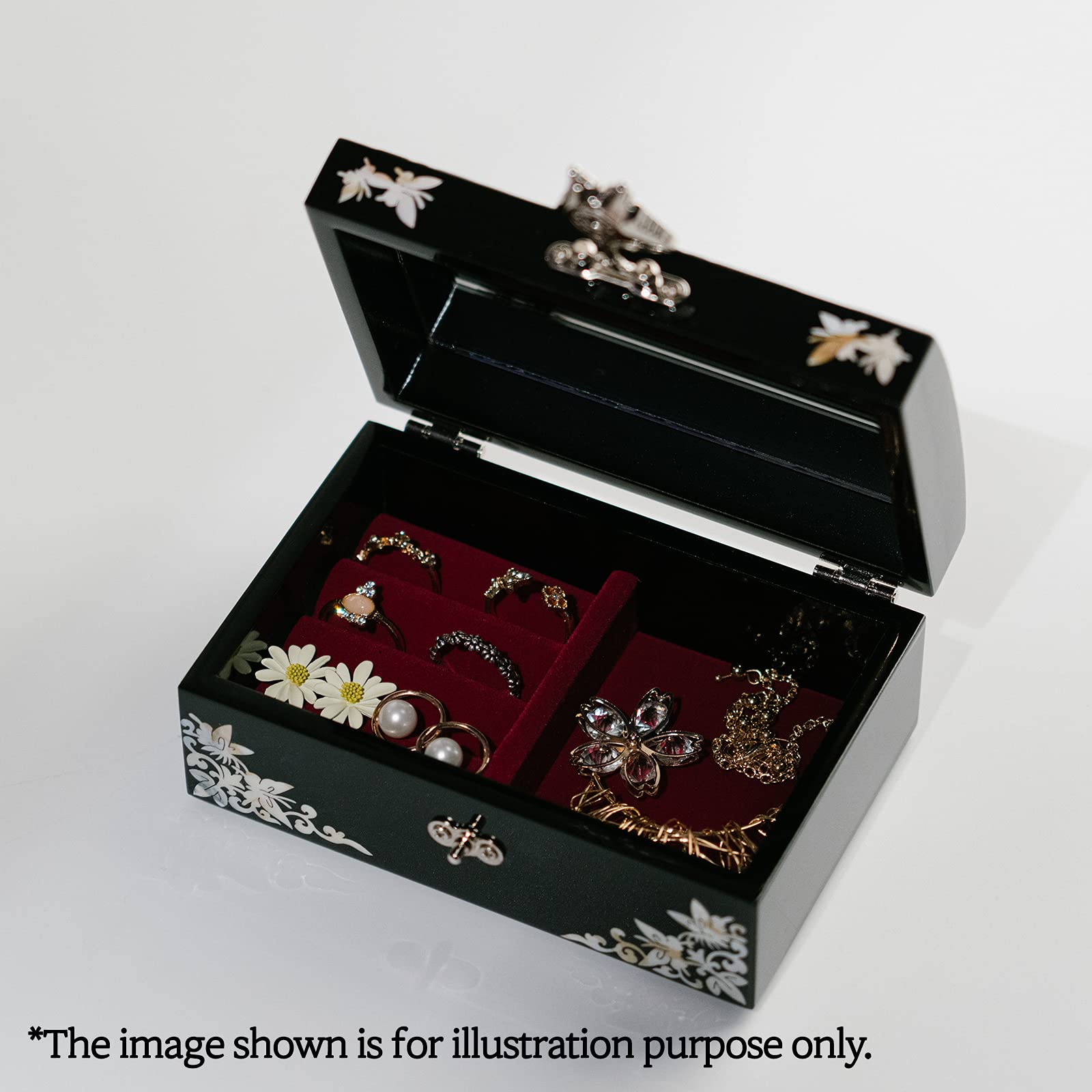 February Mountain Mother of Pearl Small Korean Jewelry Box - Handcrafted Wooden Gift Box for Women | Unique Birthday, Christmas & Sister Gifts | Oriental Home Decor for Bedroom & Dresser