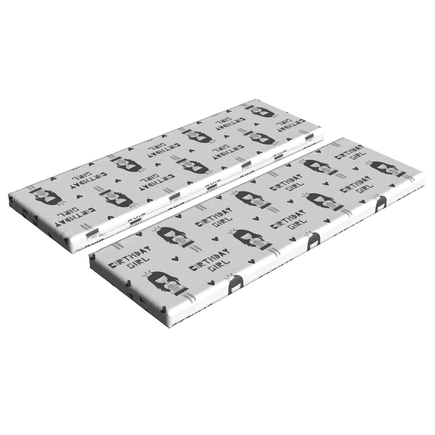 Ambesonne 2-Piece Birthday Bench Cushion Set - Scandinavian Style Little Girl with Gift Box Design, 45