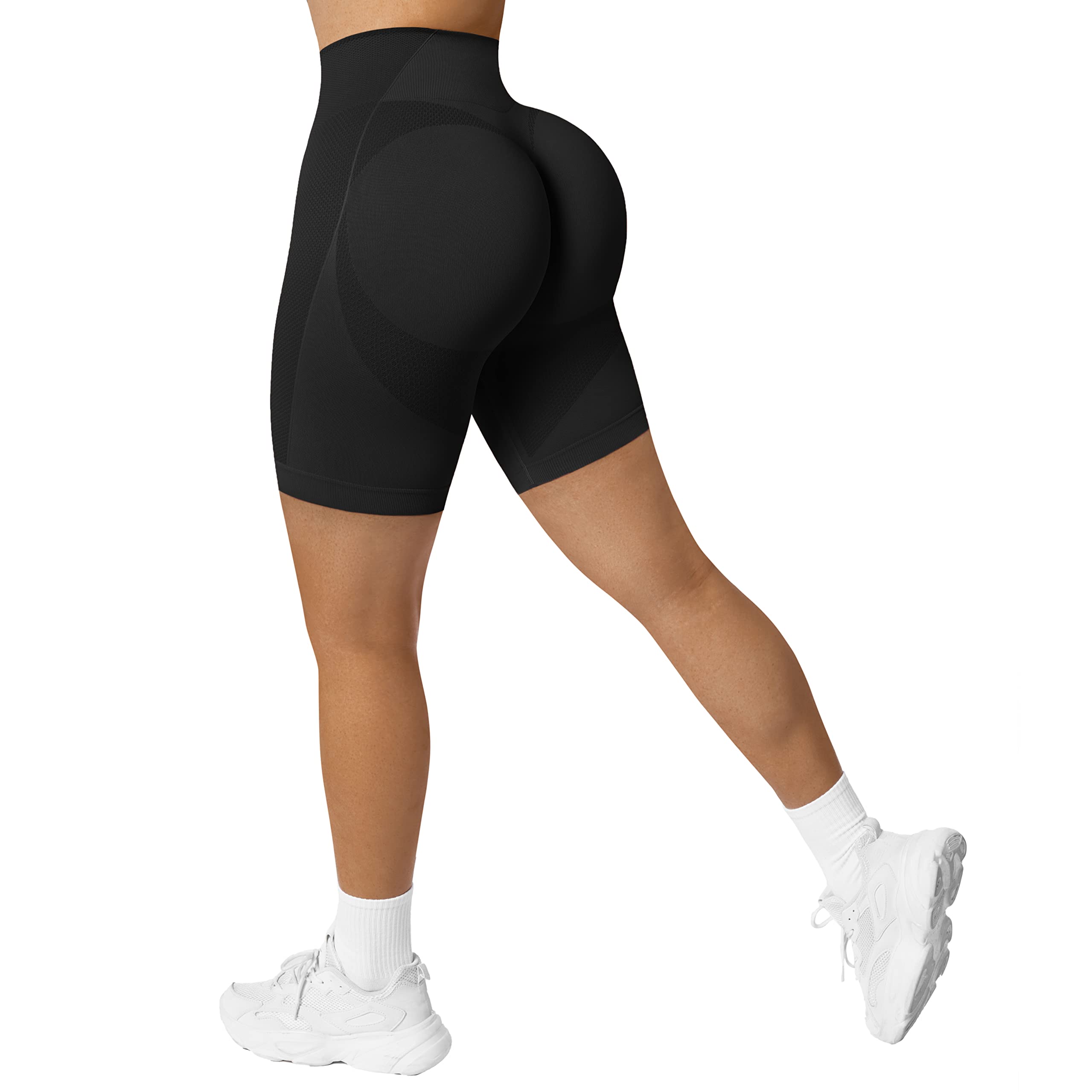 RXRXCOCO Women's High Waisted Scrunch Butt Push Up Sports Shorts - Seamless Booty Gym, Running & Cycling Shorts for Workout & Yoga