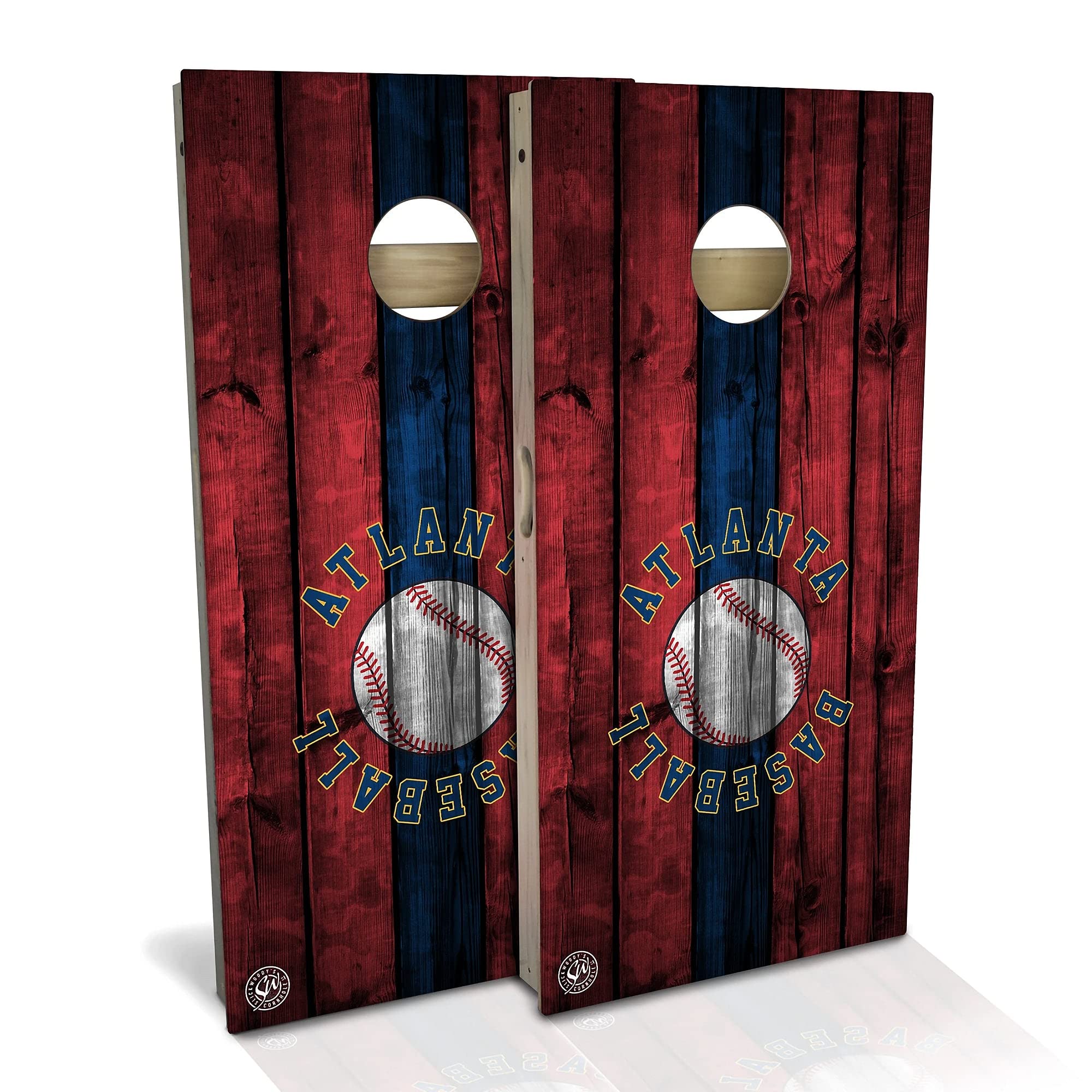 Skip's Garage Atlanta Themed Cornhole Board Set - 2 Boards & 8 Bags - Custom Size & Accessories - Perfect for Backyard Parties, Tailgating & Outdoor Games