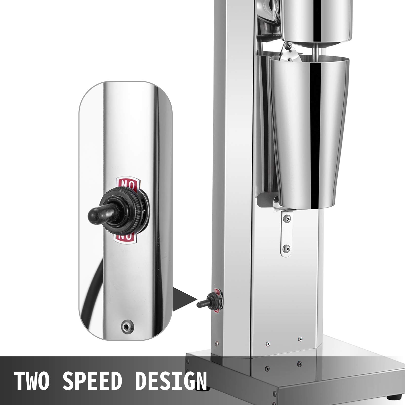 VEVOR Commercial Milkshake Maker Machine - 180W Stainless Steel Electric Shake Mixer with 800ml Cup, 2-Speed Adjustable for Thick & Creamy Milkshakes - Perfect for Ice Cream Shops, Diners, Cafes & Home Use