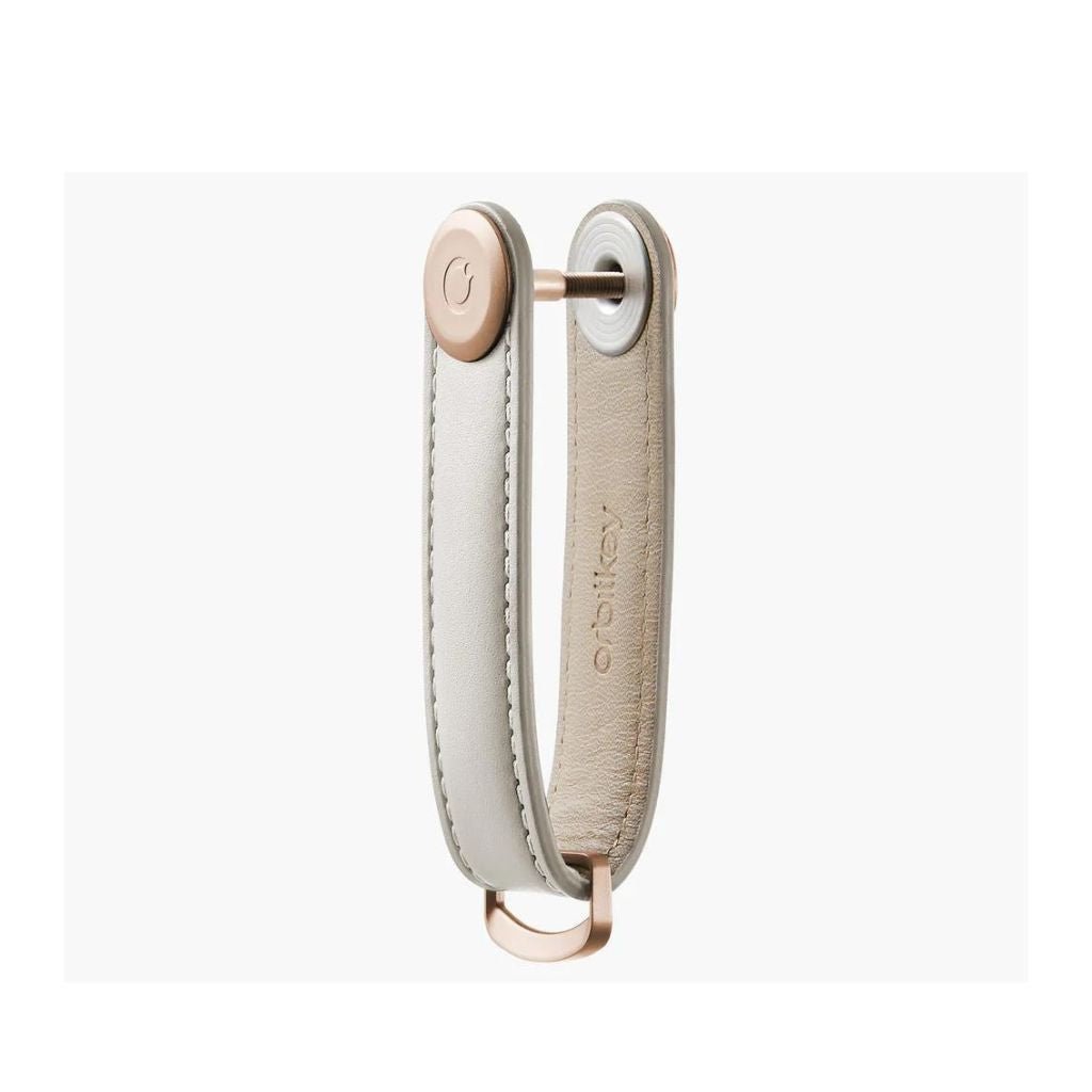 Orbitkey Leather 2.0 Key Organizer - Premium Minimalist Key Holder for Keys, Cards & Cash | Stone Grey | Compact & Durable Everyday Carry (EDC) Accessory for Home, Office & Travel