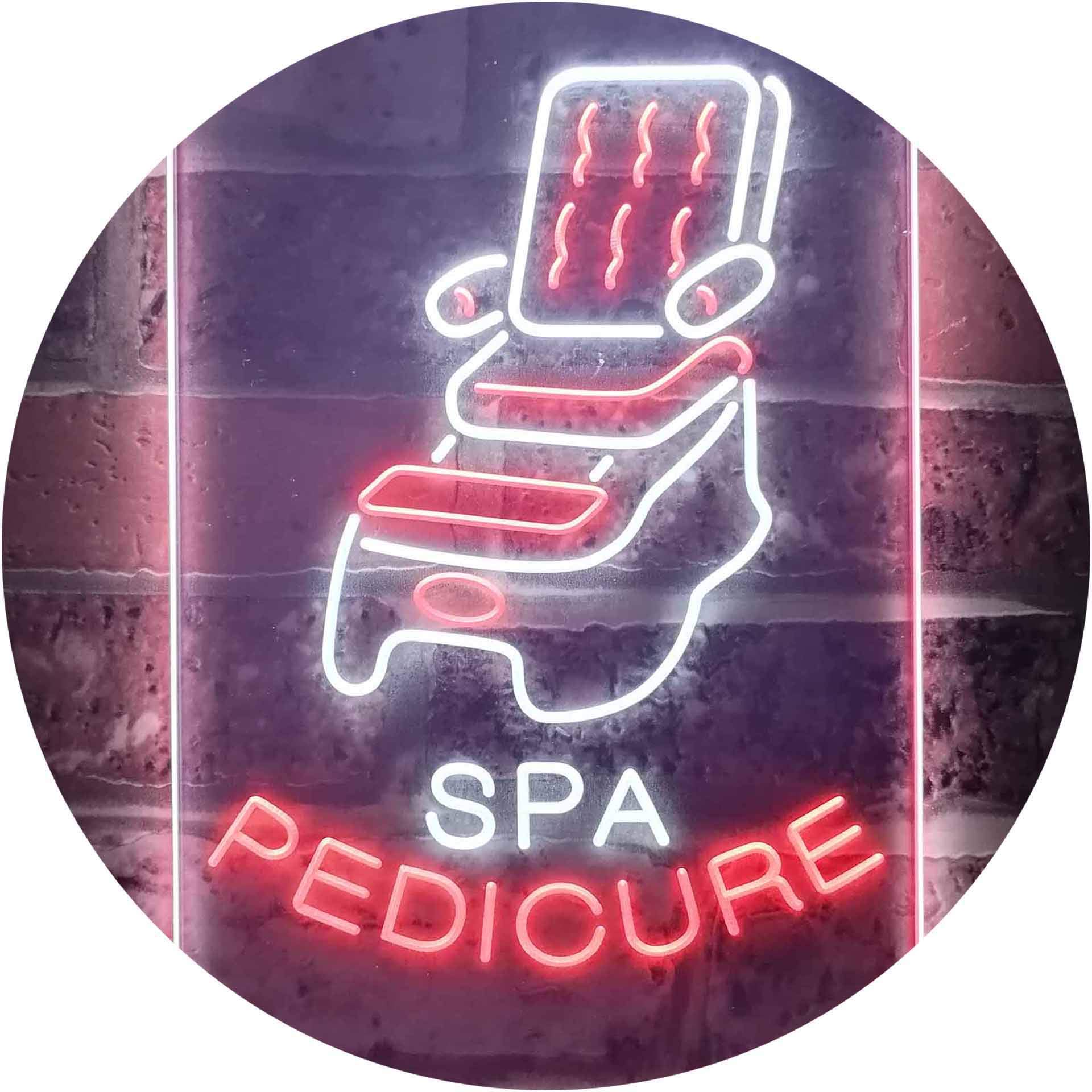 ADVPRO Spa Pedicure Massage Chair with Dual Color LED Neon Sign - White & Red (16