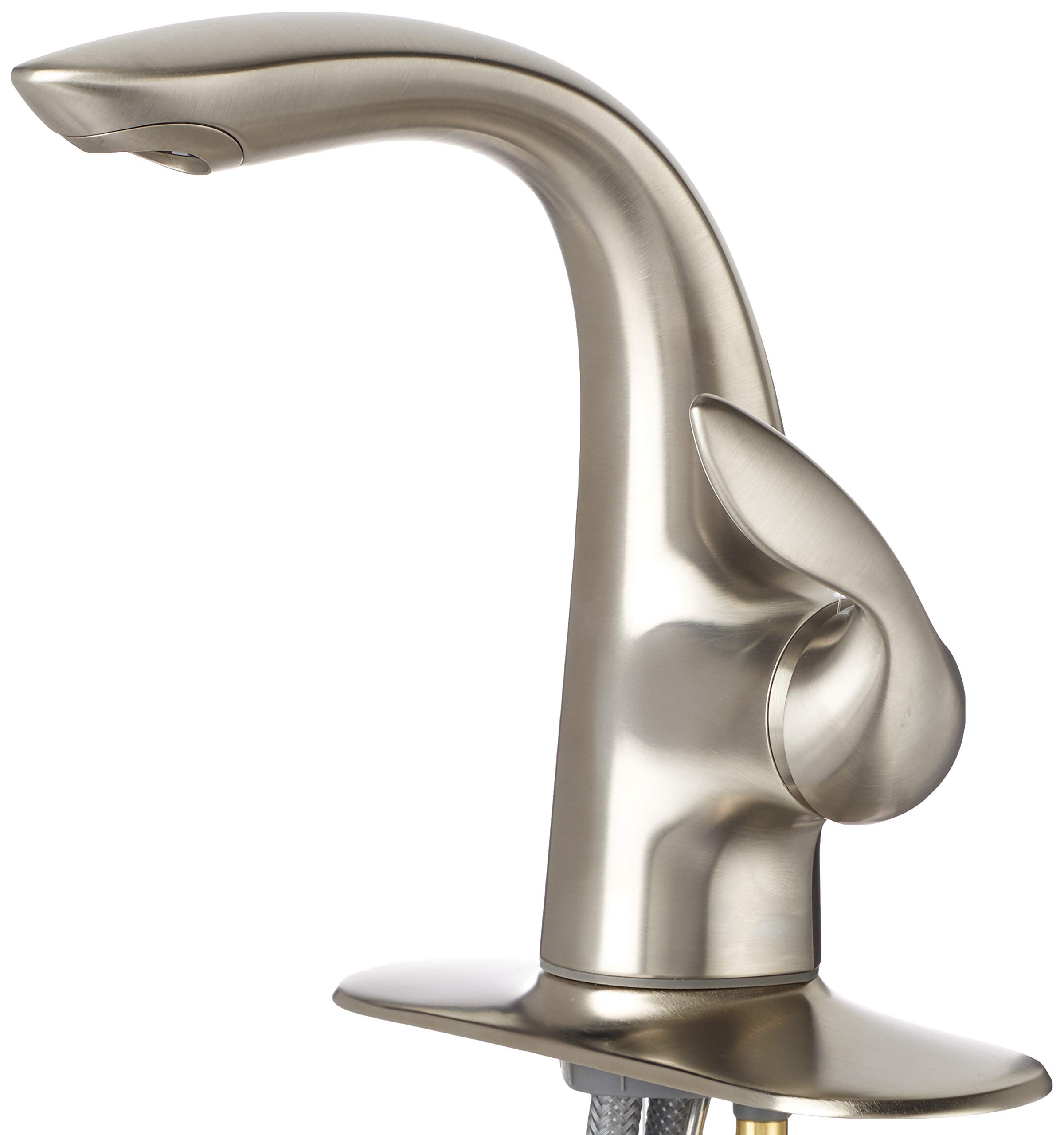 KOHLER 5313-4-BN Refinia Single-Hole Bathroom Sink Faucet in Vibrant Brushed Nickel - Modern Waterfall Spout for Bathroom Vanity & Powder Room Upgrade